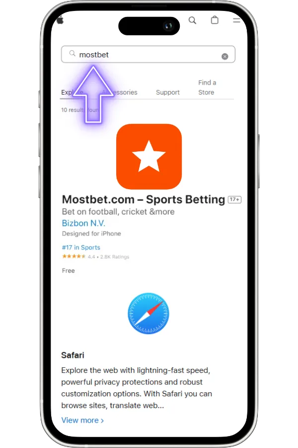 Search for Mostbet