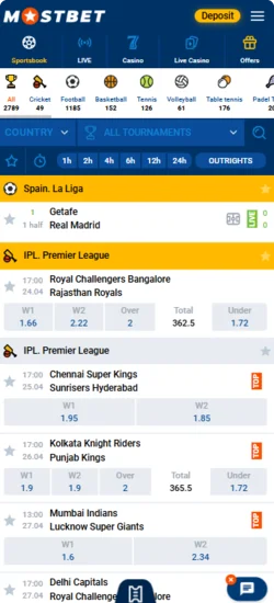 Sportsbook Mostbet app